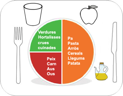 Aliments reguladors: 25%; aliments energètics 50%; aliments constructors: 25%